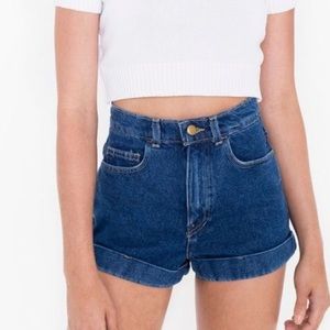 AMERICAN APPAREL MEDIUM WASH HIGH WAISTED SHORTS